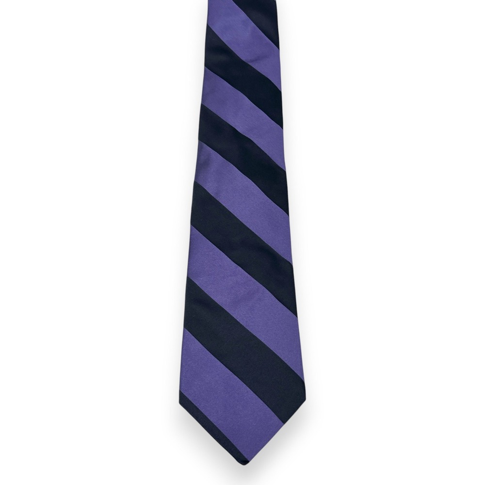 Ted Baker Mens Tie 58.5 x 3.5 Purple Black Stripe Silk Preppy Goth Dark Academia